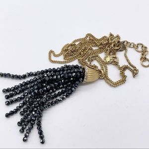 J. Crew Beaded Tassel Gold Necklace